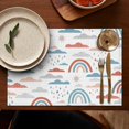 thumbnail image 5 of White Boho Bohemia Rainbow Clouds Sun Pattern Summer Placemats Table Placemats Set Of 4-Linen Kitchen Washable Placemats Table Mats 11.8"x17.7" Non-Slip Heat Resistant, 5 of 6