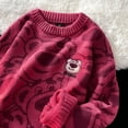 thumbnail image 5 of Suéter de gran tamaño con dibujos de osos pequeños para mujer, jerséis de anime, ropa de invierno de manga larga, prendas de punto para mujer, cuello redondo, lindo, 5 of 5