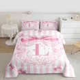 thumbnail image 2 of Homewish Initial L Letter Queen Comforter Set for Kids, Kawaii Bowknot Ribbon Bedding Sets, Pink Princess Style Reversible Bedding Comforter Set, Super Cozy Room Decor, 3-Piece, 2 of 8