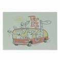 thumbnail image 1 of Adventure Cartoon Cutting Board, Road Trip Concept Rabbit Monkey Giraffe and Bear Travelling, Decorative Tempered Glass Cutting and Serving Board, Small Size, Pale Orange and Salmon, by Ambesonne, 1 of 1