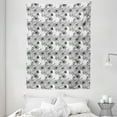 thumbnail image 1 of Floral Tapestry, Black and White Hand Drawn Line Art Design Wild Spring Flowers Illustration, Wall Hanging for Bedroom Living Room Dorm Decor, 60W X 80L Inches, Black and White, by Ambesonne, 1 of 2