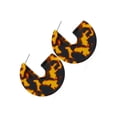 thumbnail image 3 of ADDHAT 2Ud Coffee Color Geometric Drop C Shape Earrings with Irregular Resin and Ethnic Leopard Design, 3 of 8