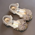 thumbnail image 3 of WERYOUNG Girls Sandals Summer Sparkly Sequins Rhinestone Bow Pearl Dance Performance Princess Shoes Kids Classic Party Wedding School Sandal,Gold,15-18 Months, 3 of 5