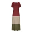 thumbnail image 3 of Women's Summer Dresses 2025 Women's Fashion Printed Short Sleeve Round-Neck Ankle Dress Womens Summer Dresses Red S, 3 of 4