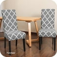 thumbnail image 4 of Chair Covers for Dining Chairs Set of 4,Grey and White Stretch Dining Room Chair Cover Kitchen Parsons Chair Slipcovers (Pack of 4, Grey+White), 4 of 6