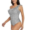 thumbnail image 2 of Easygdp GlitterSilver Women's One Shoulder Ruffle Monokini Bathing Suits with Removable Chest Pad, Quick Drying - X-Large, 2 of 8