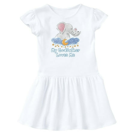 

Inktastic My Godfather Loves Me Cute Elephants Cloud Moon and Stars Gift Toddler Girl Dress