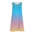thumbnail image 6 of Yourumao Gradient Mini Dresses for Women Round Neck Sleeveless Shift Dress Comfy Stretch Flowy Sundress Summer Lounge Clothes, 6 of 8