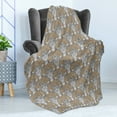 thumbnail image 4 of Giraffe Soft Flannel Fleece Throw Blanket, Doodle Animal Head with Abstract and Ornate Floral Motifs, Cozy Plush for Indoor and Outdoor Use, 70" x 90", Taupe Caramel White, by Ambesonne, 4 of 5