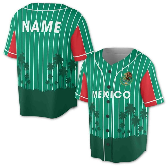 Mexico Flag Custom Personalized Name 3D All Over Print Baseball Jersey Shirt Size S-5XL