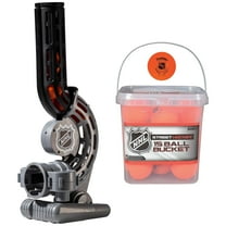 Franklin Sports NHL Automatic Hockey Ball Passer Machine and Franklin Sports NHL High-Density Street Hockey Ball Bucket - 15-Pack