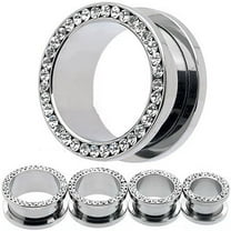 Jiaroswwei 1Pair Rhinestone Stainless Piercing Ear Tunnels Plugs Gauges Ear Stretching Kits