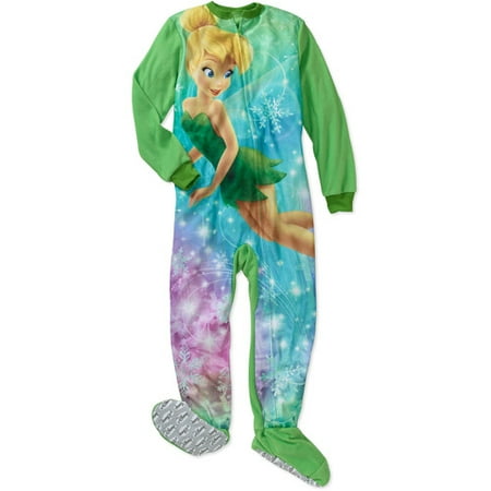 Disney Girls' Tinkerbell Footed Blanket Sleeper Pajamas