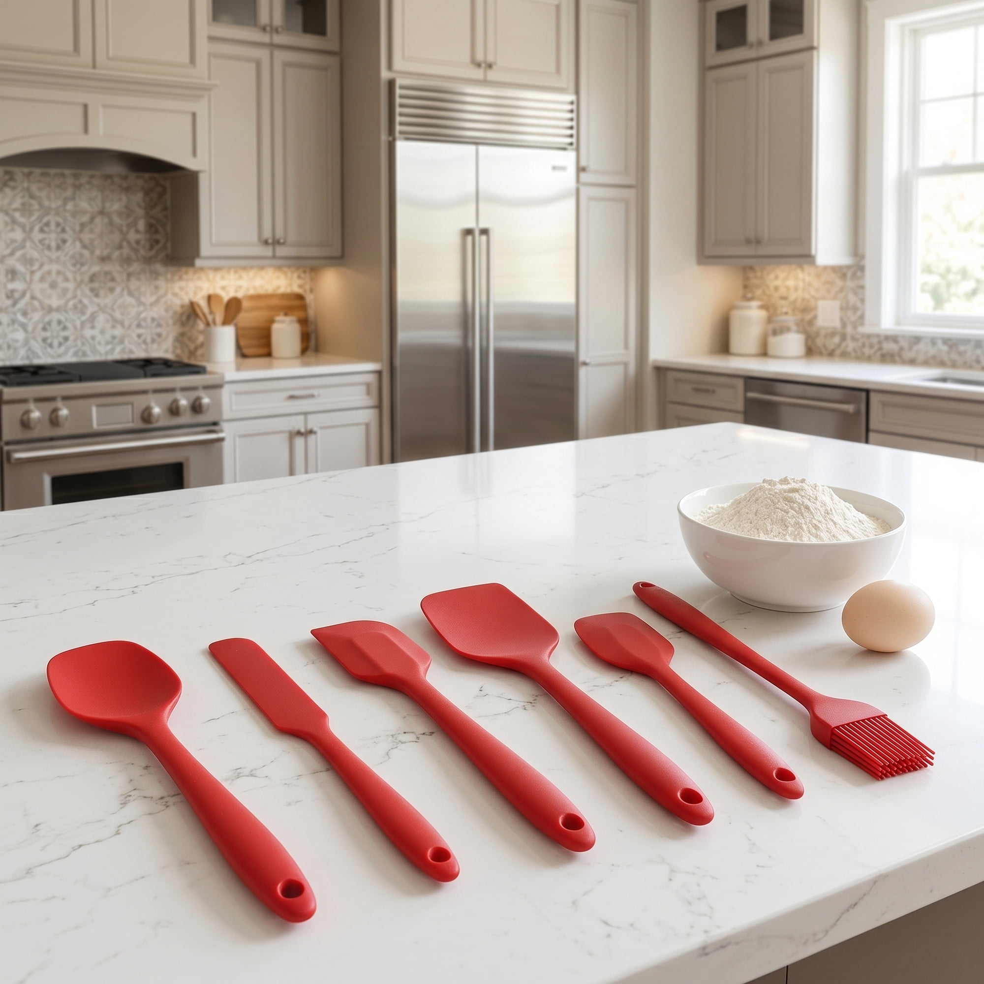 Unique Bargains 6Pcs Heat-Resistant Dishwasher Safe Kitchen Utensils Red