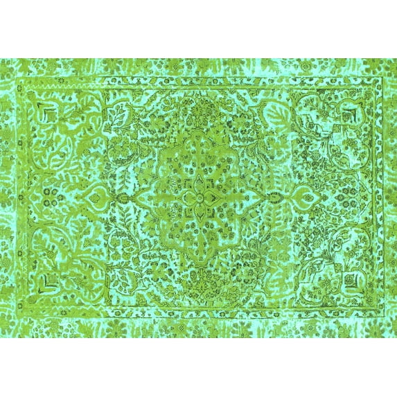 Ahgly Company Machine Washable Indoor Rectangle Abstract Turquoise Blue Modern Area Rugs, 2' x 3'