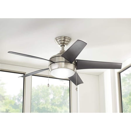 Windward 44 in. LED Brushed Nickel Ceiling Fan with Light Kit