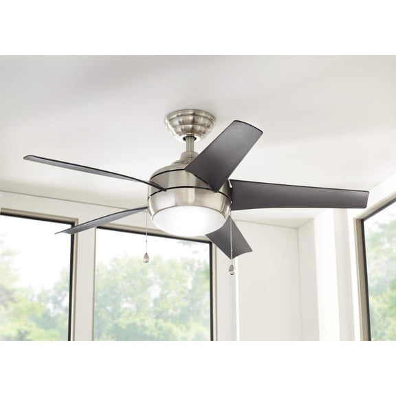 Windward 44 in. LED Brushed Nickel Ceiling Fan with Light Kit