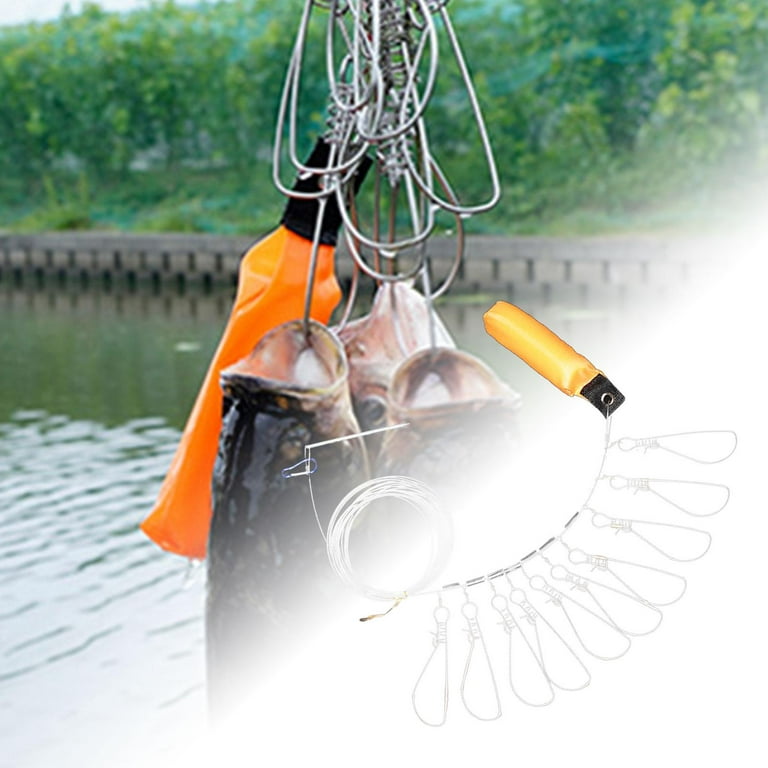 🐟 Stainless Steel Heavy Duty Fish Stringer with 10 Snaps + 2 Free