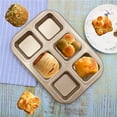 thumbnail image 1 of VONKY 6 Cavity Square Baking Dish Round Non Stick Carbon Steel Bakeware Cupcake Mold Pan, 1 of 1