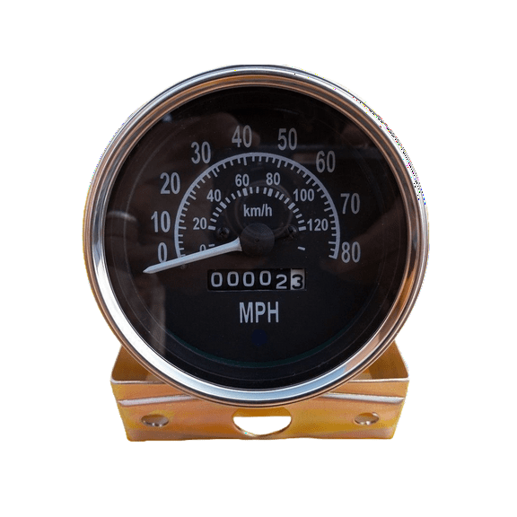 Speedometer for Willys 80 mph /120 kmph dual scale black chrome Bezel