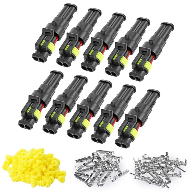ZUOZE 10 Kit Conector de 2 pines 20-16 AWG Conector de cable eléctrico automotriz a prueba de agua Serie de 1,5 mm Terminales Macho Hembra Juegos de enchufes para arnés de automóvil