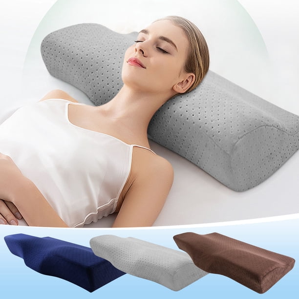 Almohada cervical para aliviar el dolor de cuello - Almohada de masaje de espuma viscoelástica con funda de algodón refrescante, 50x30x10cm, tamaño estándar