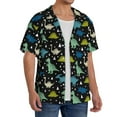 thumbnail image 4 of Vsdgher Dinosaur Print Men's Wrinkle Free Untucked Cuban Shirt Business Casual Button Down Shirts Short Sleeve Shirt, 4 of 7