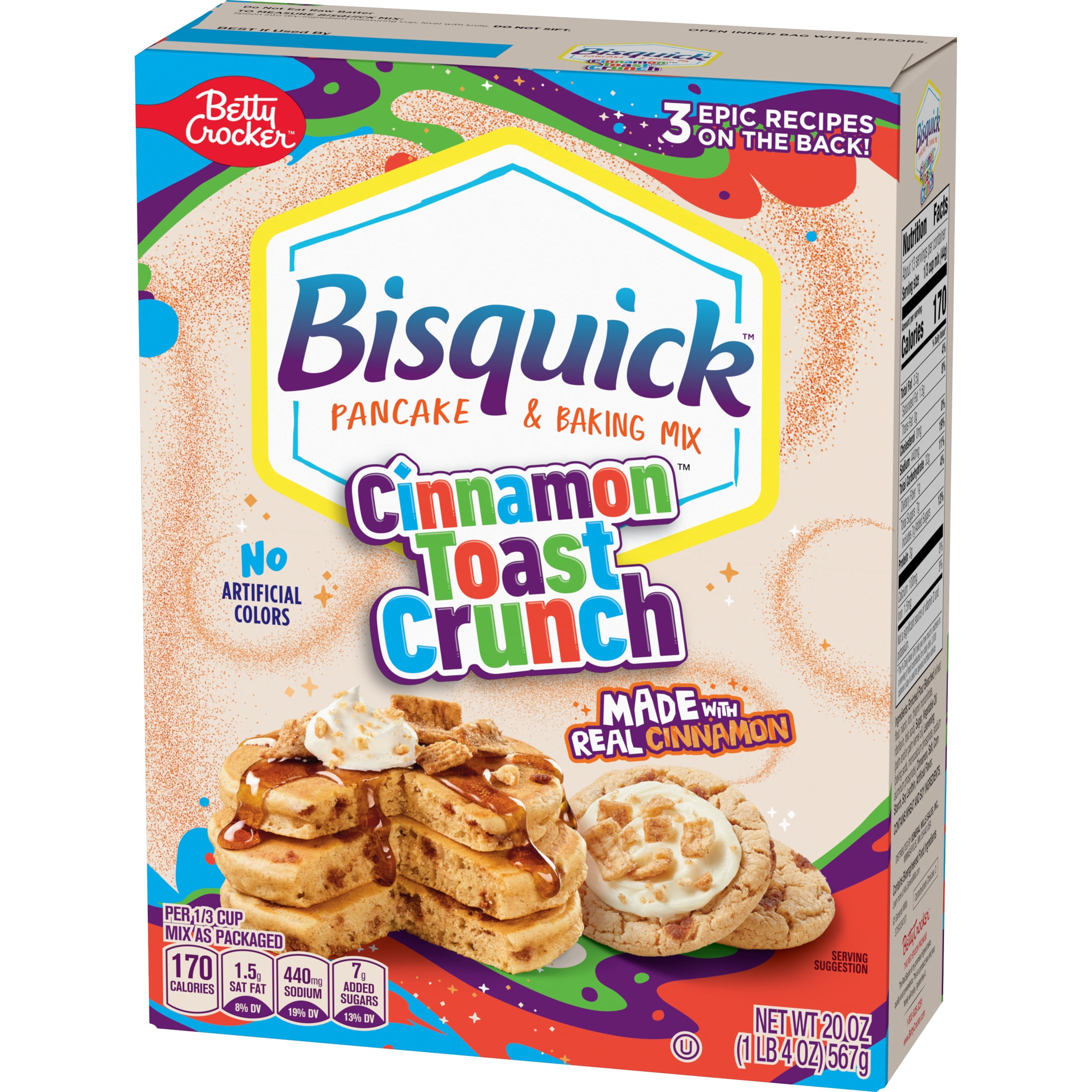 Betty Crocker Bisquick Pancake and Baking Mix, Cinnamon Toast Crunch, 20 oz