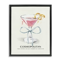 Stupell Industries Pastel Cocktail with Bow Food & Beverage Painting Black Floater Framed Canvas Art Print Wall Art, 17 x 21