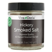 Viva Doria Hickory Smoked Sea Salt, Hickorywood Smoked Salt, Fine Grain, 5 oz glass jar