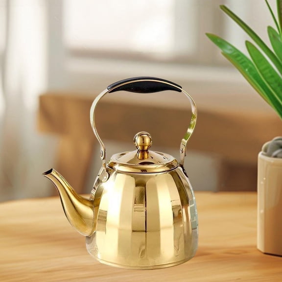Abbraccia Tea Kettle Stainless Steel Teapot with Infuser Strainer Thickened Water Pot Anti Scald Handle Suitable for Home Kitchen Restaurant Daily Use 1.5L Gold