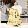 thumbnail image 6 of WOBOGO Yellow Kindergarten School Bus Pattern Kitchen Towel 4 Piece Large Cotton Dishcloth Premium Absorbency Set with Hanging Loop, 6 of 7