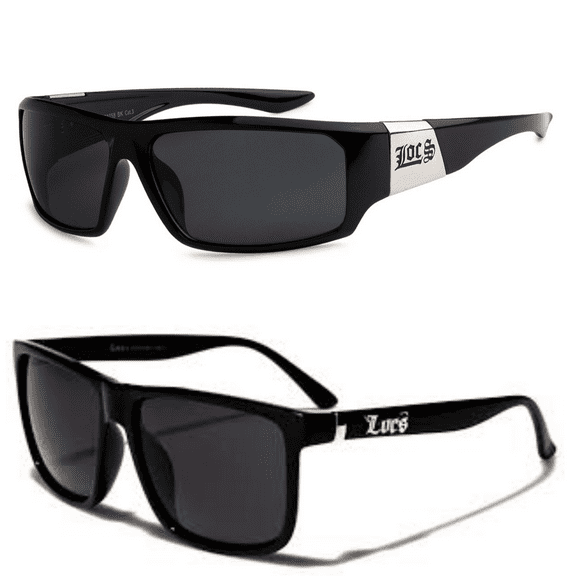 NWT LOCS 2 Pack HARDCORE LOCS Sunglasses | BLACK Designer Old School OG Gangster Cholo Shades, 91055 91058 FREE SHIPPING