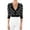 Black/Ivory, variant on YEMAK Women's Cropped Cute Dog Pattern 3/4 Sleeve Button Down Cardigan Sweater MK3672-HONEY/IVORY-L
