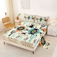 thumbnail image 2 of Erosebridal Beige Teal Black Aztec Full Size Sheets, Bohemian Cactus Bed Sheets, 4pcs 1 Flat Sheet, 1 Fitted Sheet and 2 Pillowcases, 2 of 5