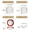 thumbnail image 2 of vancasso 24 pcs Dinnerware Sets, Plates and Bowls Set for 6, Ceramic Dinner Set, White and red stripes, 2 of 9