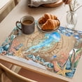 thumbnail image 3 of Jellyfish Coastal Placemats Set of 4 Summer Nautical Starfish Coral Brown Anchor Place Mats Indoor Wipeable Table Mats Washable Dining Table Placemats for Kitchen Holiday Party Home Decor 13x19 Inch, 3 of 9