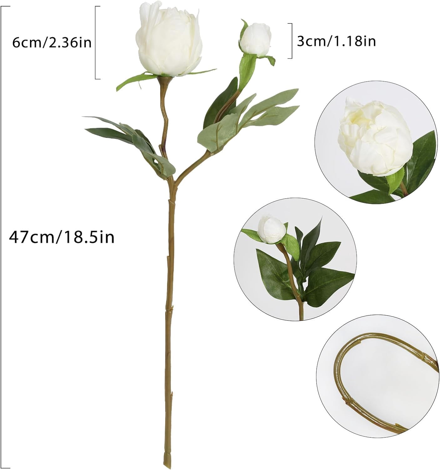 White Peonies Artificial Flowers Peony Silk Flowers Fake White Flowers for Wedding Centerpieces for Tables Centerpieces Bridal Shower Party Decorations (White)