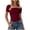 hgg271-Wine, variant on Women 3D Butterfly Decor T-Shirt Slim Fit One Off The Shoulder Blouse Y2k Short Sleeve Ruched Going Out Top