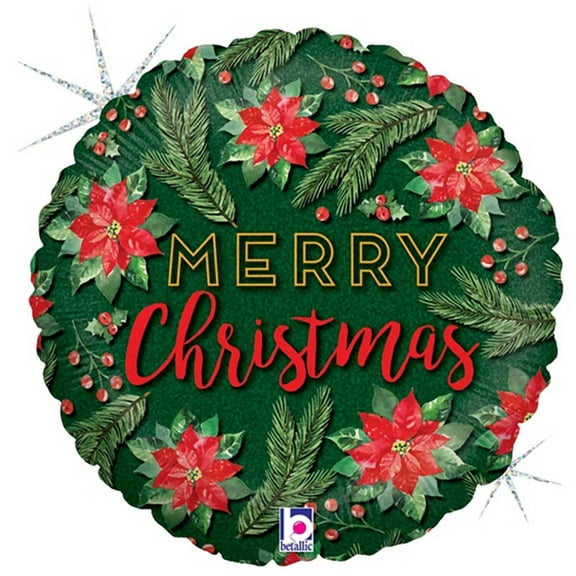 18 inch Watercolor Christmas Foil Mylar Balloon - Party Supplies Decorations