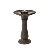 "X-Brand 23.43"" Tiered Resin Birdbath Garden Waterfall Fountain, Dark Brown"