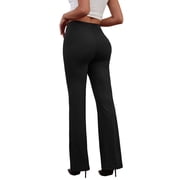 Sexy Dance Womens Stretchy Dresses Pants Casual Work Slacks Business Button Front Workwear Straight Leg Bootcut Yoga Trousers