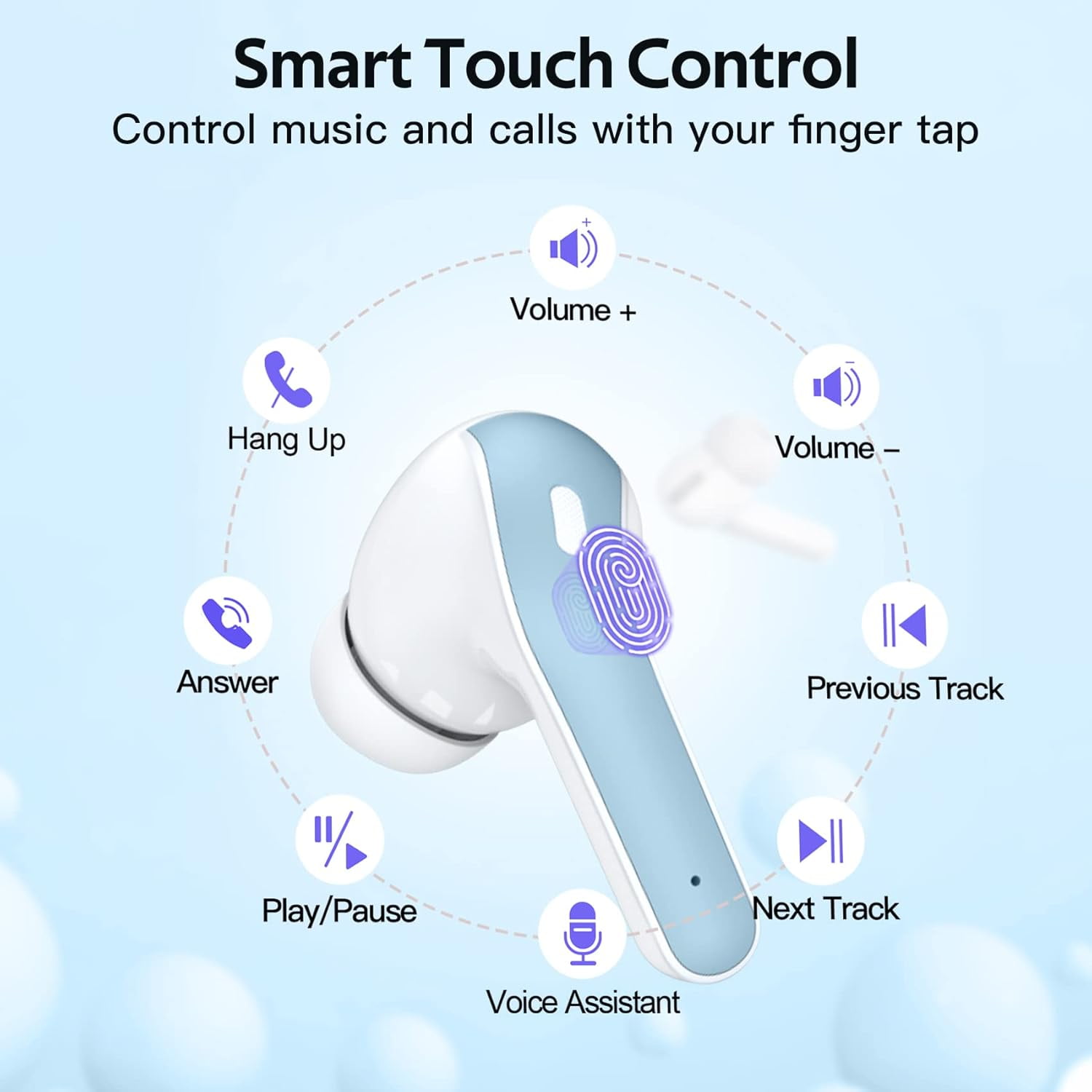 TAGRY Bluetooth Headphones True Wireless Earbuds 60H Playback LED Power Display Earphones with Wireless Charging Case IPX5 Waterproof in-Ear Ear buds with Mic for TV Smart Phone Laptop Computer Sport