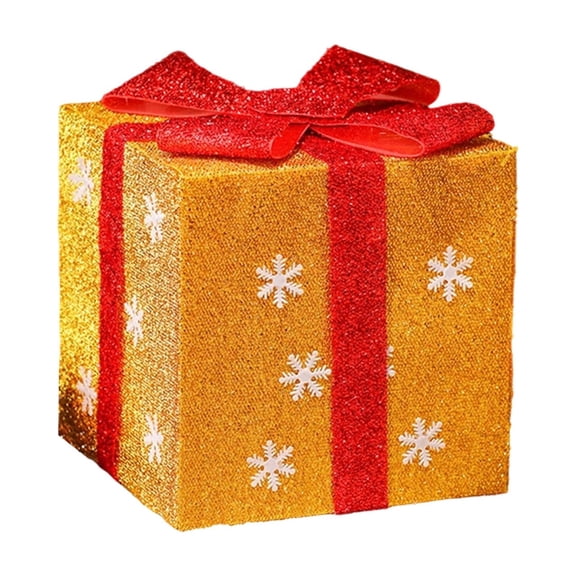 Slhenay Christmas Gift Boxes Decorations, Presents Boxes with Ribbon Bows Decor for Xmas Tree, Yard, Home, Indoor Outdoor Holiday Party Decor 15cm (Yellow)