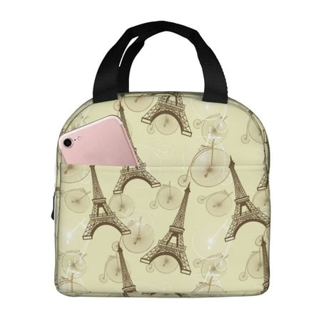 Insulated Lunch Bag for Women Men - Eiffel Tower bike Leakproof Cooler Lunch Box for Women Men  Lunch Tote Bags for Work School Picnic Travel