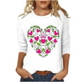 thumbnail image 2 of Elvqul Tops for Women Love Print Comfortable Hot Pink Blouses 3/4 Sleeve Ladies T-Shirts Crew Neck Tops, 2 of 5