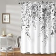 thumbnail image 3 of Gray and White Eucalyptus Shower Curtain Watercolor Grey Floral Plant Leaf Shower Curtains for Bathroom Botanical Flower Waterproof Fabric Bath Curtain Decor with Hooks (Black, 72'''' x 72''''), 3 of 6