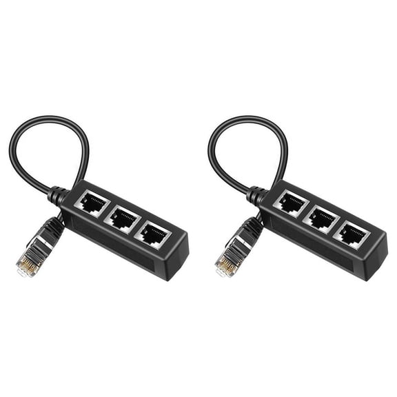 2X Rj45 Ethernet Splitter Adapter, 1 to 3 , for Home, Office, School Network Expansion