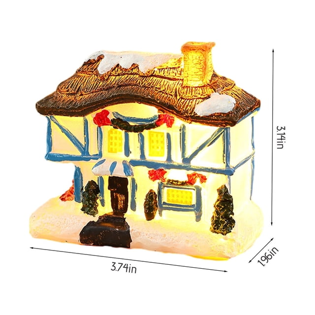 Casas de Invierno de Navidad con luces LED • Figuritas de resina caseras • Kits de adornos en miniatura para ramas de cedro y decoración de habitaciones