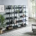 thumbnail image 3 of 5 Tier Bookshelf, Tall Bookcase Shelf Storage Organizer, Vintage Industrial Book Shelf for Bedroom, Living Room and Home Office, Solid Wood Bookshelf, Metal Frame with MDF Board, Black, 3 of 8
